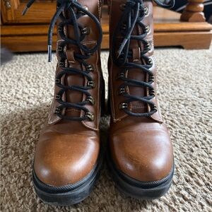 JustFab Brown Lace Up Boots